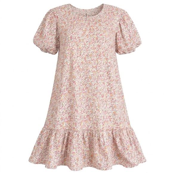 Zara Other - ZARA Kids Floral Puff Sleeve Ruffle Hem Summer Dress Cotton Size 11-12 (152)